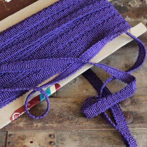 Vintage 1990s Purple Gimp Trim, Conso 1/2" Wide Scroll, 3 yards, Sewing Or Craft